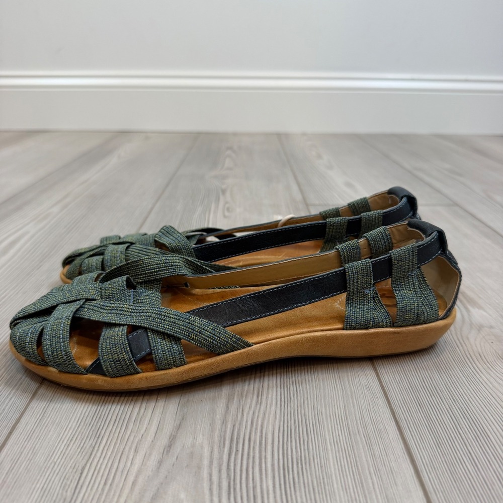 NWT OluKai Ulana-W Pale Ocean Tan Woven Leather Flats 10 20218-2W34